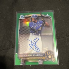 Bowman Chrome Yophery Rodriguez Green Refractor Auto RC #CPA-YR /99 Brewers