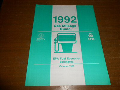 NOS 1992 EPA Fuel Economy Estimates Gas Mileage Guide All Makes Models