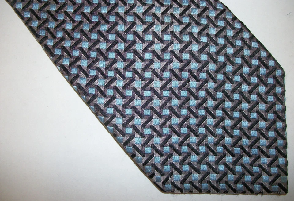 Geoffrey Beene Blue, Black, & Gray Check Silk Neck Tie 59" Long x 4" Wide (E750) - Image 2 of 3