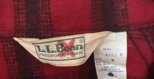 VINTAGE LL Bean Jacket Mens Medium Red Buffalo Plaid Wool Full Zip Hunting USA - Picture 3 of 6