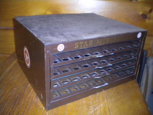 Vintage Metal AMERICAN THREAD COMPANY STAR SPOOL CABINET / 4 DRAWER SPOOL BOX - Picture 2 of 7