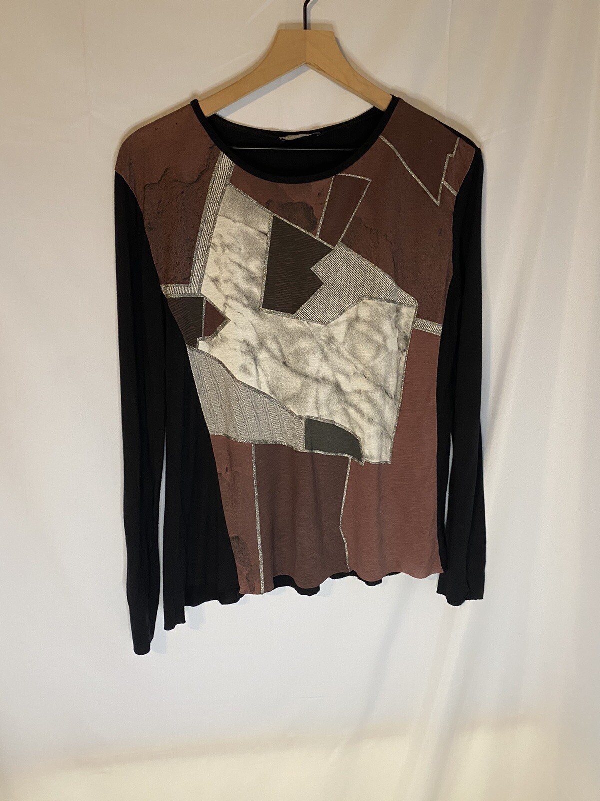 Zara Collection Patchwork Blouse Size 8 - image 1
