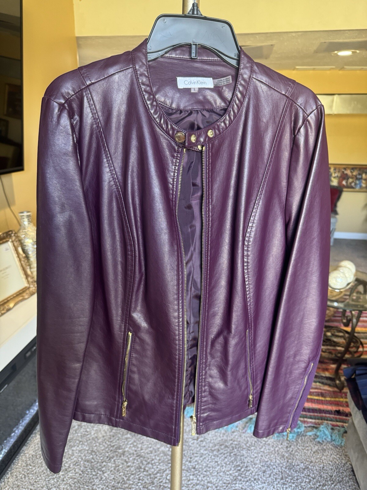 Stylish Ladies Calvin Klein Faux Leather Jacket! eBay