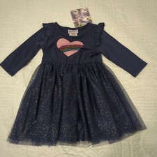 Blueberi boulevard Girl's 24M Navy Dress Heart Rainbow, NWT, Fast Shipping PT1 