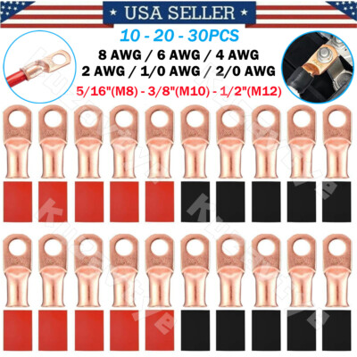 10/20/30Pcs Copper Wire Lugs Ring Terminal Battery Cable Ends Welding Connectors