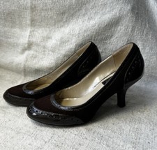 Etienne Aigner Womens Brown Suede/Patent Pumps Sz 7 Pre-owned