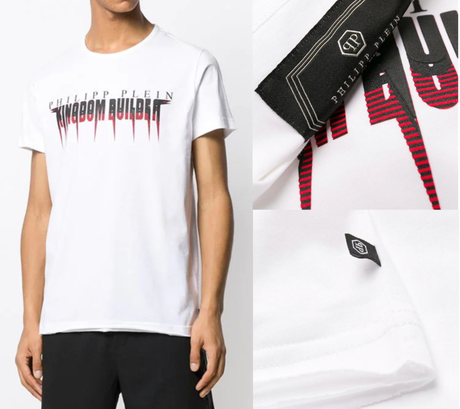 Philipp Plein Platinium Cut Statement Logo Shirt Round Neck T-Shirt Top New M