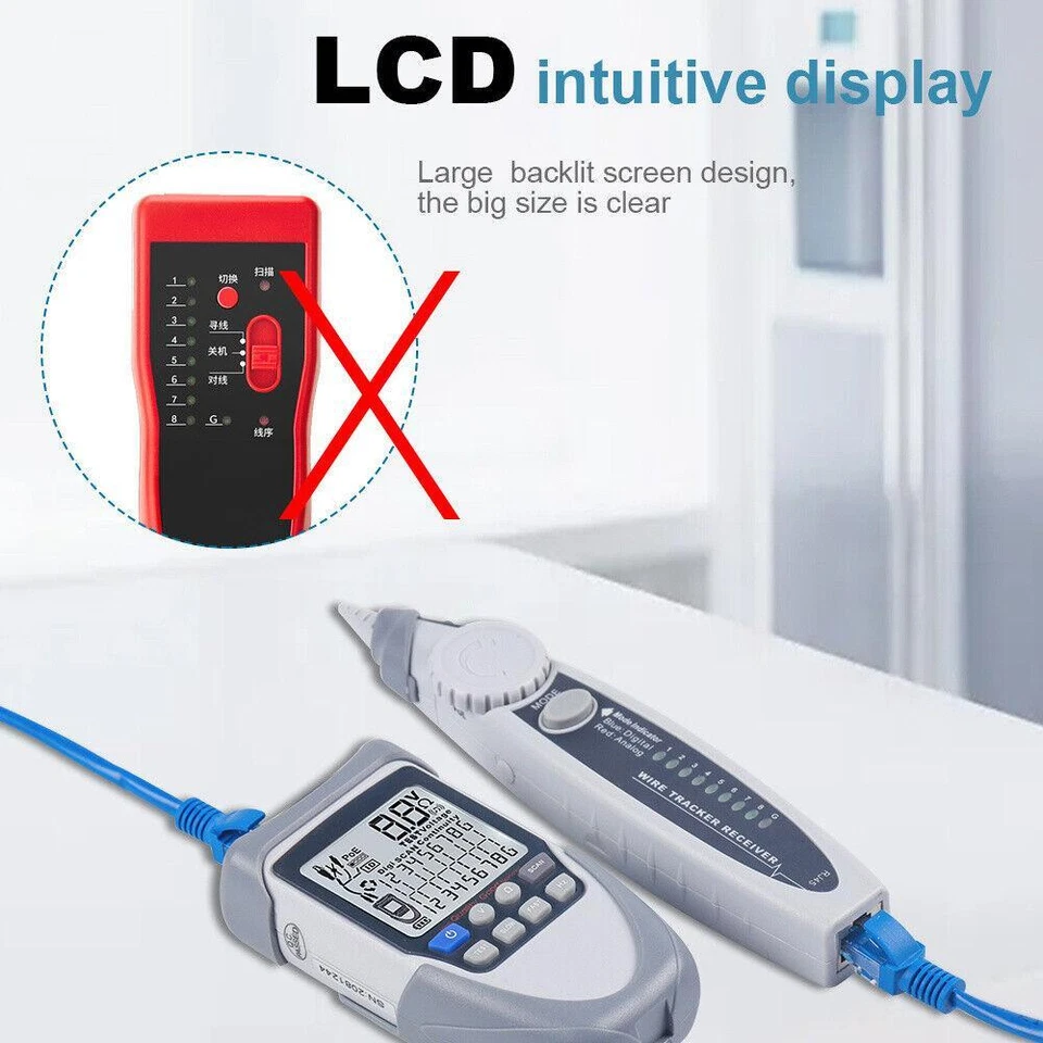Ethernet Digital Network Cable Tester Electric Wire Tracer Accuracy Multimeter - Bild 3 von 4