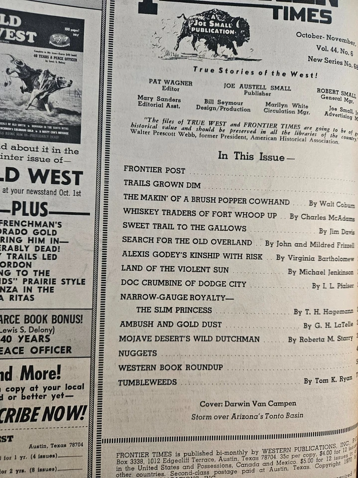 FRONTIER TIMES Magazine November 1970Brush Popper Cowhand Violent Sun Gallows - Image 2 of 4