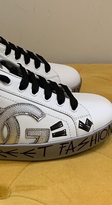 Dolce & Gabbana D&G NIB Silver Portofino Crystal Men's Sneakers