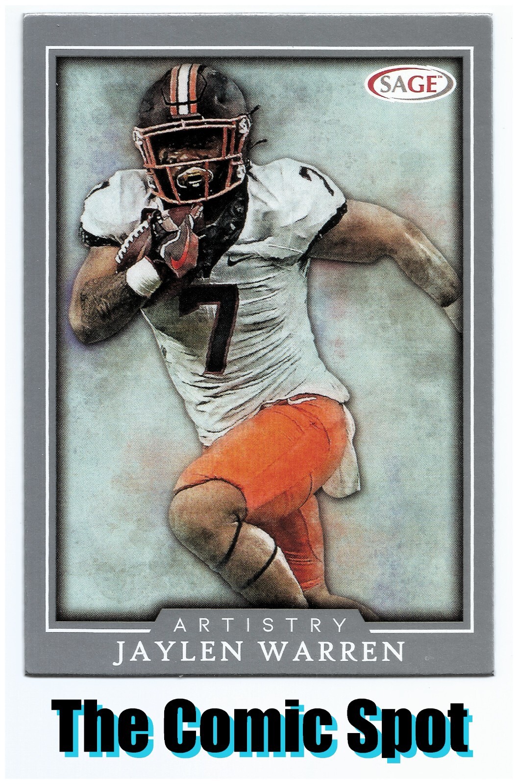 2022 SAGE ARTISTRY ~ JAYLEN WARREN #60 ~ SILVER RC ROOKIE CARD ~ STEELERS, OSU 