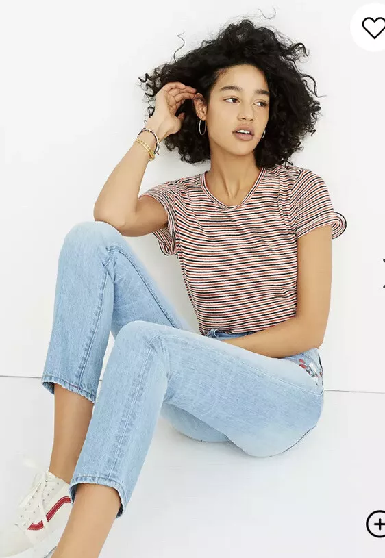 Madewell Lo-Fi Shrunken Tee in Nona Stripe Size XXS
