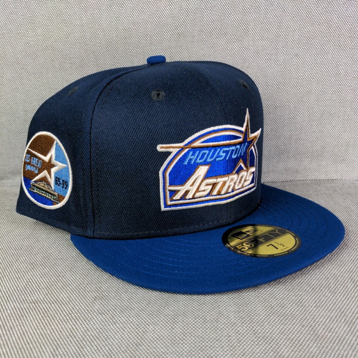 Houston Astros Hat Fitted 7 5/8 Men's Blue New Era 59Fifty Houston Astros Hat Fitted 7 5/8 Men's Blue New Era 59Fifty