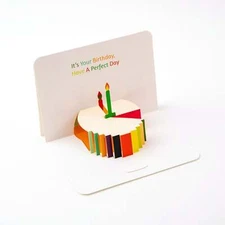 Birthday Cake with Candle - Pop Up Birthday 3D Greeting Card with Envelope