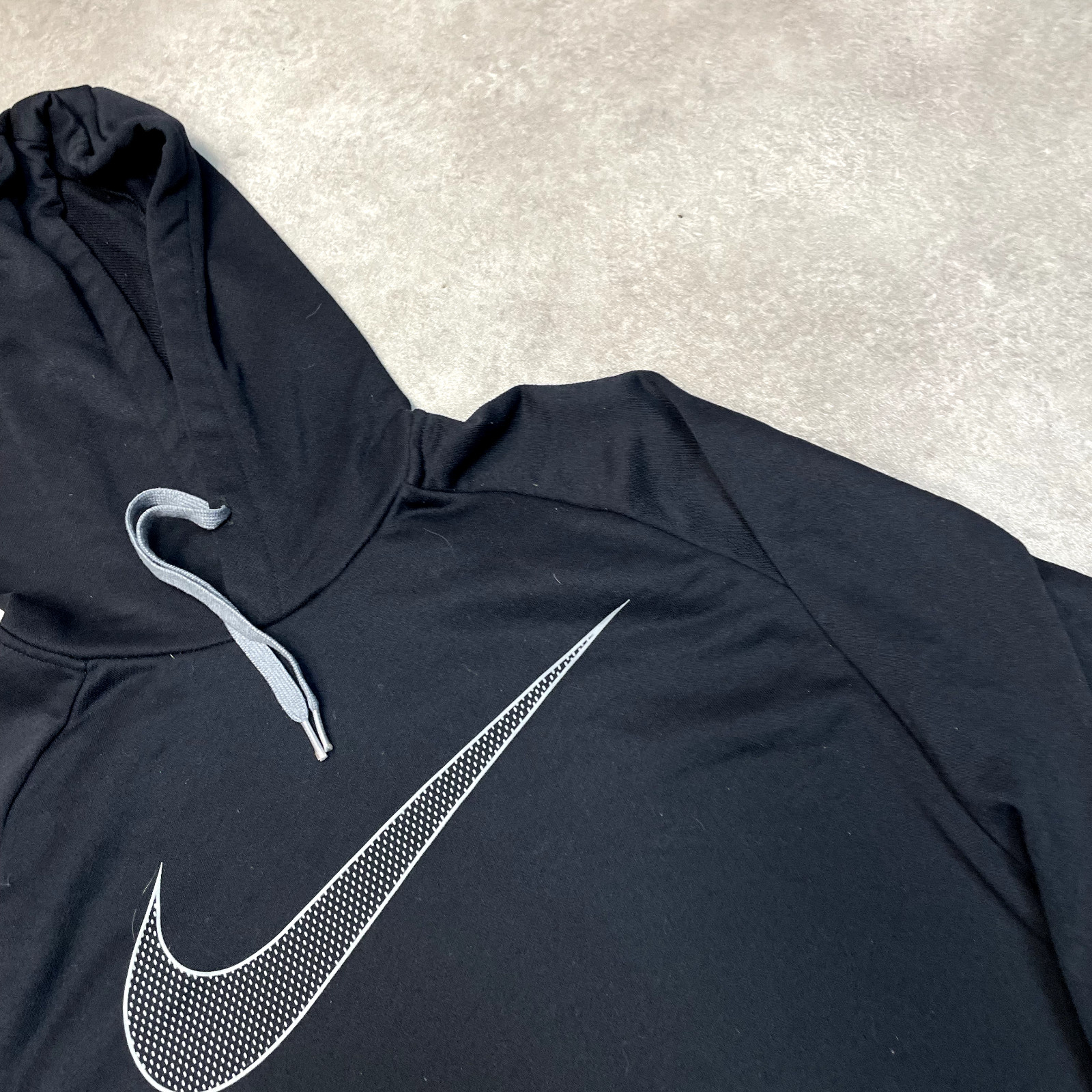 Nike Hoodie Mens Large Y2K Centre Swoosh Pull Over Sports Sweatshirt, Black image 4