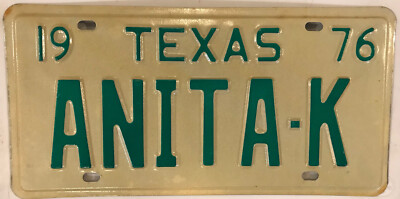 Vanity ANITA K license plate Anna Ann Anne Annie Nita Ana Annita Annetta 1983 TX