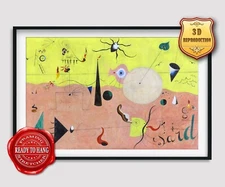 Joan Miro. The Hunter Catalan. 3D EffectsTexture Gel Handmade Ready to hang