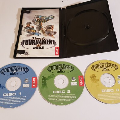 Unreal Tournament PC CD-ROM 3 Disc Box Spiel 2003 Atari Epic Videospiele
