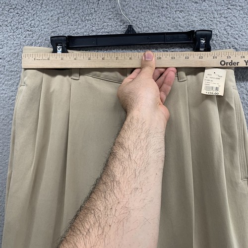 Tommy Bahama St George Classic 100% Silk Pants Pleated Khaki Beige Men’s Size 32 - Picture 5 of 18