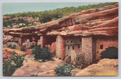 Postcard View of Manitou Cliff Dwellings in Phantom Cliff Canyon Colorado
