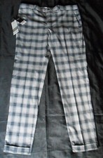 Men's NEXT Trousers Skinny Fit W 36 x L 33 Tartan Check Light Grey/Navy NWT