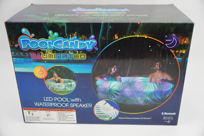 New PoolCandy Illuminated LED Pool w/ Waterproof Bluetooth Speaker Inflatable