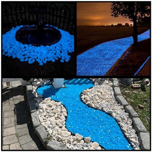Glow in The Dark Rocks Outdoor Glow Rocks for Outdoor Decor, Glow 500pcs Blue 