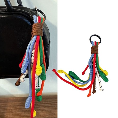 Rainbow Rope Phone Bracelet Stylish Nylon Cord Keyring Elegant Women Bag Charm - Photo 2 sur 8