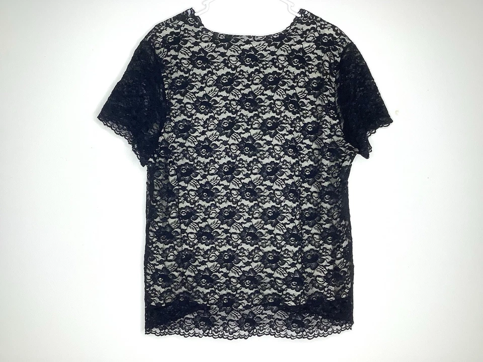 Dialogue черный контраст кружева блузка размер 2 X - Изображение 3 из 4