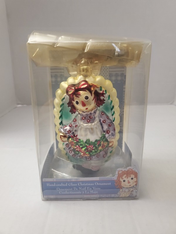 Vintage Raggedy Ann Blown Glass Ornament By Kurt S. Adler. In Original Box