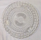 Vtg Federal Glass Sunflower Sunburst Pattern Low Footed 11.5" Cake Plate in EUC