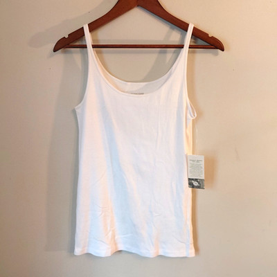 Eileen Fisher White Organic Cotton Tank Top Size M Minimalist Capsule Wardrobe 