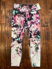 Athleta Purple Pink Floral Print 7/8 Tight Leggings, Size M