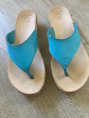 Crocs Turquoise Thong Cork Flip Flop Size 7