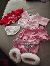Build A Bear Clothing Lot Let It Snow Sweater Velvet Skirt Furry Trim Pant Bling