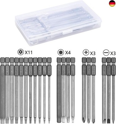21 Stück Schraubendreher Bit Satz Lang, Torx Bit Set Magnetisch T6-T40, Hex, PH2
