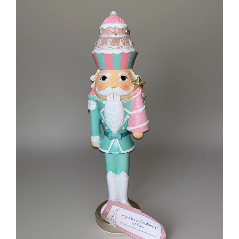 Cupcakes und Kaschmir rosa türkis Nussknacker Weihnachtsbaum Cupcake neu 14 Zoll