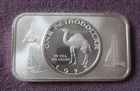 One Petro Dollar "In Oil We Trust" RARE  1 Troy Oz. .999 Fine Silver Bar 1975