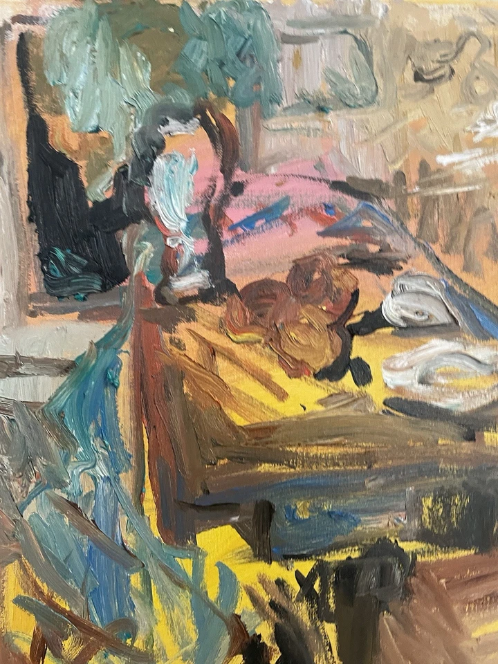 Fauvism Interior Still Life Oil Painting Gothic Original 16x20 Signed Canvas - Image 4 of 4