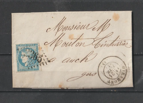 1871. BEAUTIFUL LETTER FROM MIRAMONT FOR AUCH