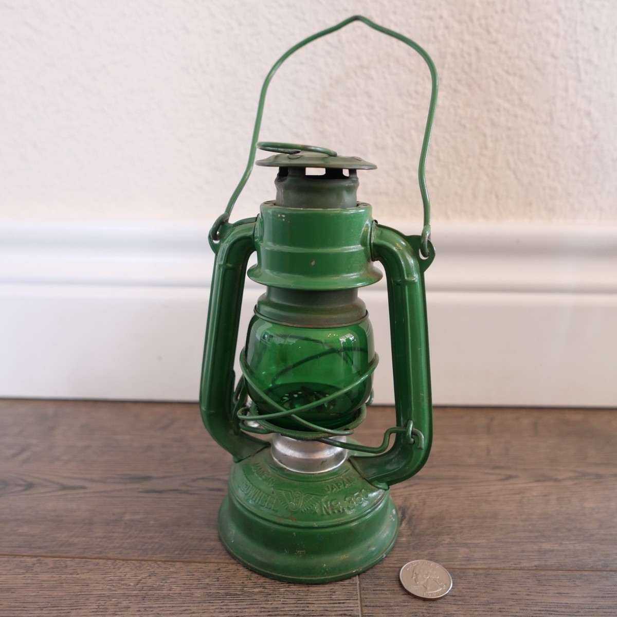 VINTAGE MINI Green WINGED WHEEL No. 350 LANTERN MADE IN JAPAN #1