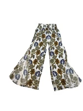REWASH Smocked Wrap Wide Leg Pants Palm Print XL Boho Gypsy Beach Vacation EUC