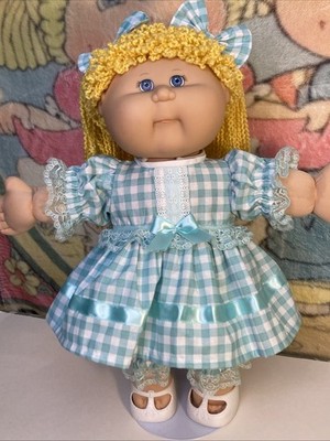 Handmade Cabbage Patch Kids Dress And Bloomers, Hair Bows Fits 16 -18  Dolls