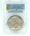 1921 PCGS MS65 Peace Dollar High Relief VAM 1F Polishing Lines PCGS $4250