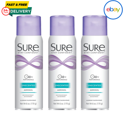 #ad #ad 3 PACK Sure Aerosol Unscented Anti Perspirant Deodorant 6 oz FREE SHIPPING $16.40