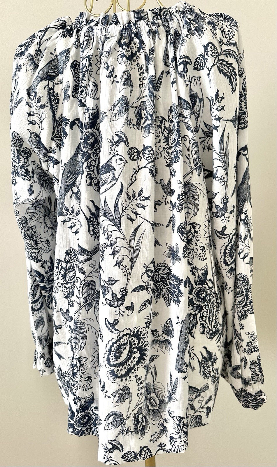 Jane + Delancey Woven Peasant Top Blouse Shirt Boho Floral Blue White ...