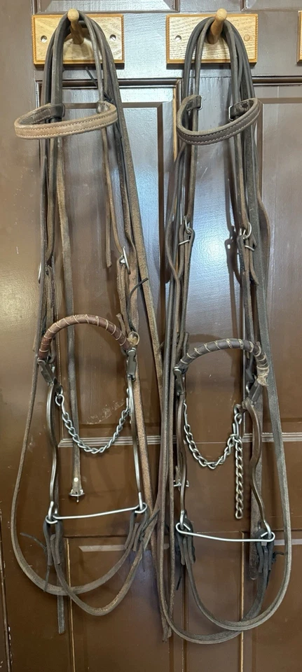 Brida Completa con Hackamore Mecánico, Cabezal, Riendas Divididas Arnés Cuero Foto 4 de 4