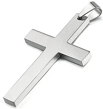 925 Silver Cross Necklace Men Simple Pendant Jewelry Christian Gift