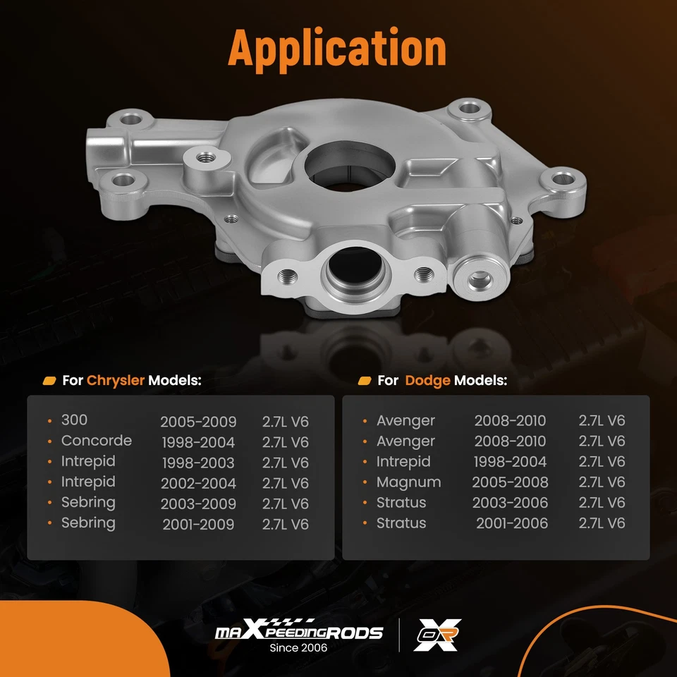 Bomba de aceite M296 para Dodge Stratus Chrysler 300 motor 2,7 L V6 DOHC 1998-2010 Foto 3 de 4