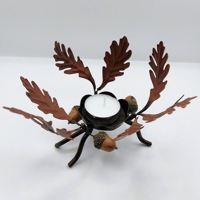 PartyLite Eichenlaub Eicheln Teelicht Kerzenhalter Bronze Metall Geburtstag Geschenk
